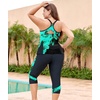 image:imageLALAGEN Womens Plus Size Tankini Swimsuits Rash Guard Capris Two Piece Swim Bathing Suits with Pants 2026 Modest SwimwearBlack Blue Flower