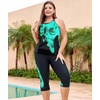 image:imageLALAGEN Womens Plus Size Tankini Swimsuits Rash Guard Capris Two Piece Swim Bathing Suits with Pants 2026 Modest SwimwearBlack Blue Flower