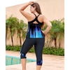 image:imageLALAGEN Womens Plus Size Tankini Swimsuits Rash Guard Capris Two Piece Swim Bathing Suits with Pants 2026 Modest SwimwearBlack Blue Gradient