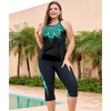 image:imageLALAGEN Womens Plus Size Tankini Swimsuits Rash Guard Capris Two Piece Swim Bathing Suits with Pants 2026 Modest SwimwearBlue Oval