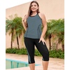 image:imageLALAGEN Womens Plus Size Tankini Swimsuits Rash Guard Capris Two Piece Swim Bathing Suits with Pants 2026 Modest SwimwearGray
