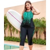 image:imageLALAGEN Womens Plus Size Tankini Swimsuits Rash Guard Capris Two Piece Swim Bathing Suits with Pants 2026 Modest SwimwearGreen Dots