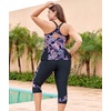 image:imageLALAGEN Womens Plus Size Tankini Swimsuits Rash Guard Capris Two Piece Swim Bathing Suits with Pants 2026 Modest SwimwearPurple Leaves