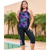 image:imageLALAGEN Womens Plus Size Tankini Swimsuits Rash Guard Capris Two Piece Swim Bathing Suits with Pants 2026 Modest SwimwearPurple Pineapple