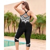 image:imageLALAGEN Womens Plus Size Tankini Swimsuits Rash Guard Capris Two Piece Swim Bathing Suits with Pants 2026 Modest SwimwearZblack White Pattern Print