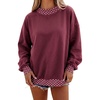 image:imageLALAGEN Sweatshirt for Women Dark Green Colorblock Polka Dot Contrast Trim Oversized SweatshirtBurgundy