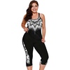 image:imageLALAGEN Womens Plus Size Tankini Swimsuits Rash Guard Capris Two Piece Swim Bathing Suits with Pants 2026 Modest SwimwearZblack White Pattern Print