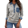image:imageLALAGEN Womens Tops Short Sleeve Knit Denim Patchwork Polo Collar Sweater T ShirtZsleet