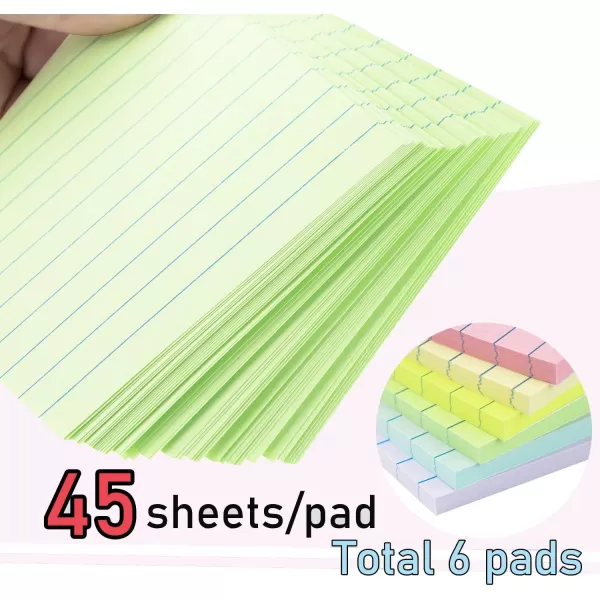 Lined Sticky Notes 4X6 in Pastel Ruled Post Stickies Colorful Super Sticking Memo Pads 45 Sheetspad 6 PadsPack3