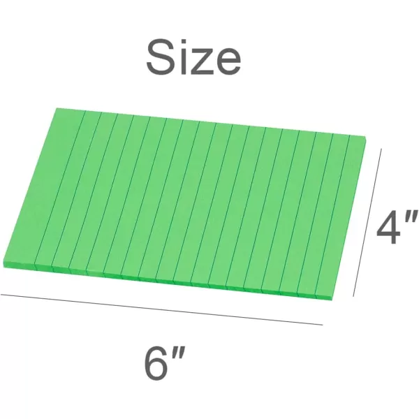 Vanpad Lined Sticky Notes 4X6 in Big Green Ruled Stickies Super Sticking Power Memo Pads Strong Adhesive 6 PadsPack 45 SheetspadBig Green