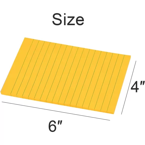 Vanpad Lined Sticky Notes 4X6 in Big Green Ruled Stickies Super Sticking Power Memo Pads Strong Adhesive 6 PadsPack 45 SheetspadBright Orange