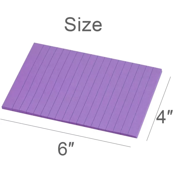 Vanpad Lined Sticky Notes 4X6 in Big Green Ruled Stickies Super Sticking Power Memo Pads Strong Adhesive 6 PadsPack 45 SheetspadBright Purple