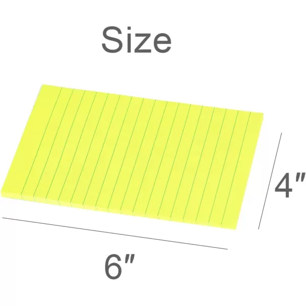 Vanpad Lined Sticky Notes 4X6 in Big Green Ruled Stickies Super Sticking Power Memo Pads Strong Adhesive 6 PadsPack 45 SheetspadBright Yellow