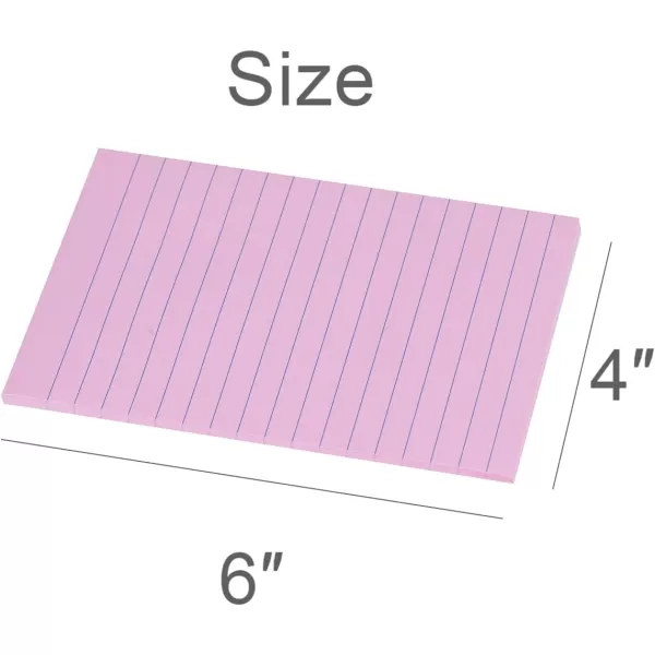 Vanpad Lined Sticky Notes 4X6 in Big Green Ruled Stickies Super Sticking Power Memo Pads Strong Adhesive 6 PadsPack 45 SheetspadLight Pink