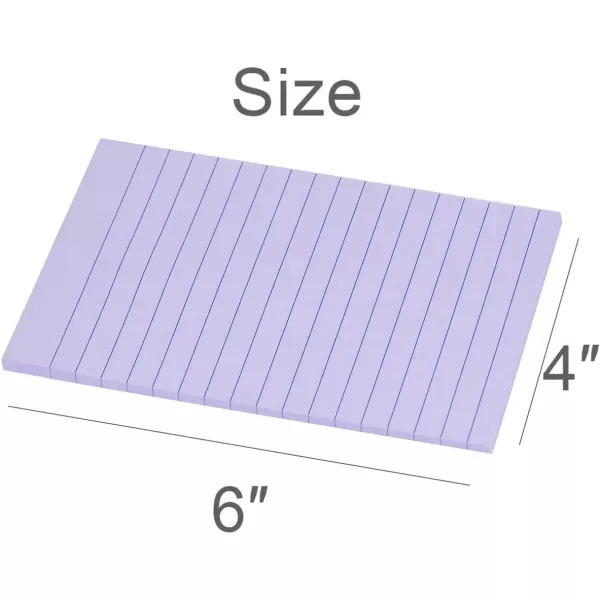 Vanpad Lined Sticky Notes 4X6 in Big Green Ruled Stickies Super Sticking Power Memo Pads Strong Adhesive 6 PadsPack 45 SheetspadLight Purple