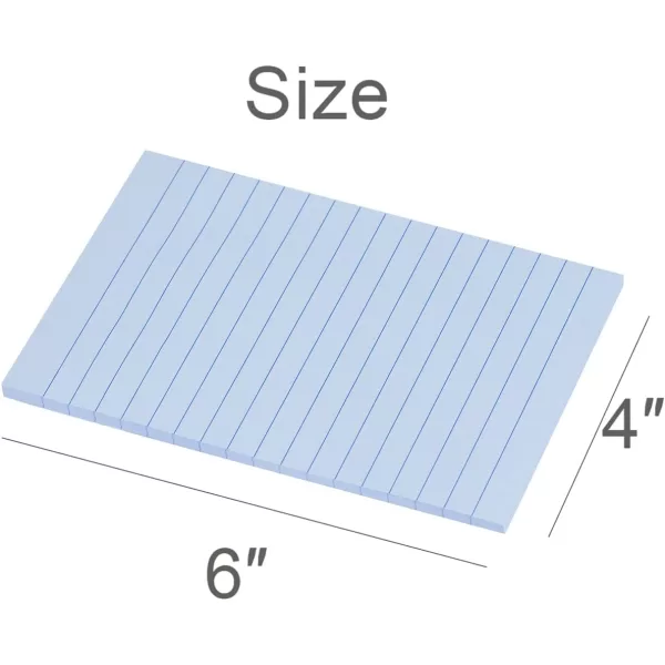 Vanpad Lined Sticky Notes 4X6 in Big Green Ruled Stickies Super Sticking Power Memo Pads Strong Adhesive 6 PadsPack 45 SheetspadLight Sky Blue