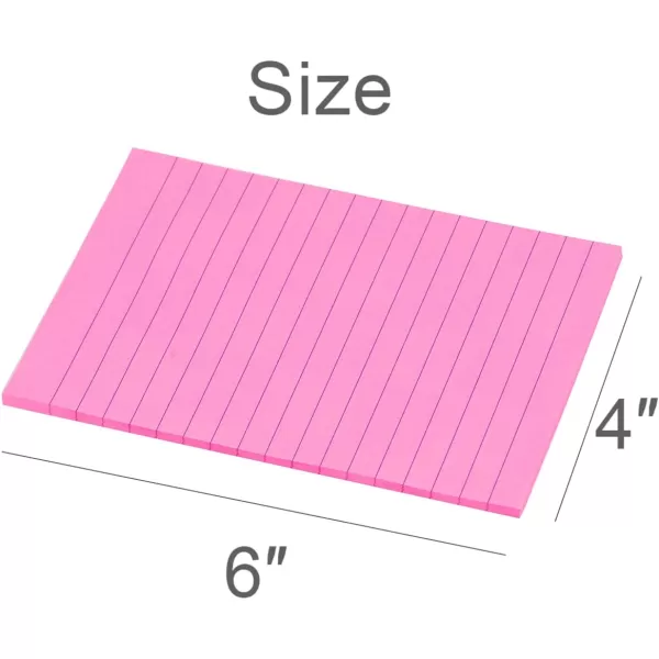 Vanpad Lined Sticky Notes 4X6 in Big Green Ruled Stickies Super Sticking Power Memo Pads Strong Adhesive 6 PadsPack 45 SheetspadRose Red