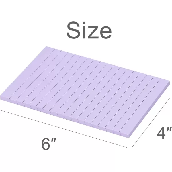 Vanpad Lined Sticky Notes 4X6 in Light sky blue Ruled Stickies Super Sticking Power Memo Pads Strong Adhesive 6 PadsPack 45 SheetspadLilac Colour