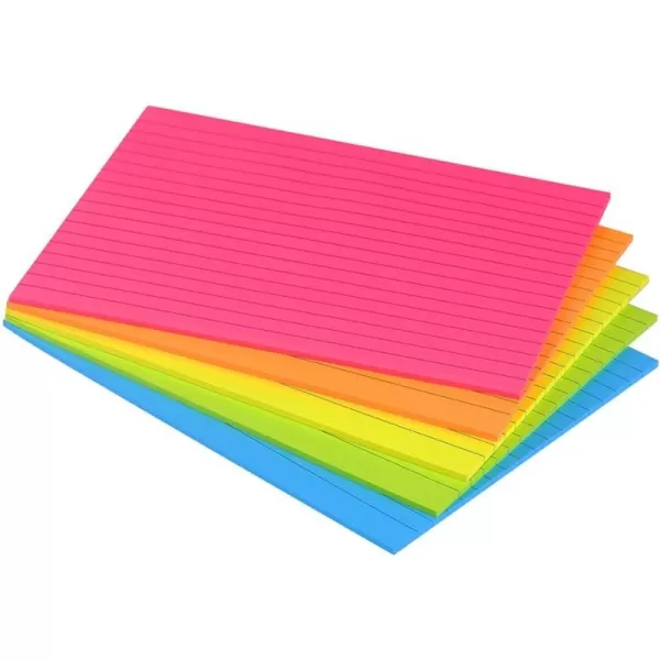 Lined Sticky Notes 4X6 in Bright Ruled Post Stickies Colorful Super Sticking Power Memo Pads 45 Sheetspad 6 PadsPack6x8 in