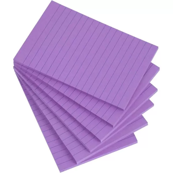 Vanpad Lined Sticky Notes 4X6 in Big Green Ruled Stickies Super Sticking Power Memo Pads Strong Adhesive 6 PadsPack 45 SheetspadBright Purple