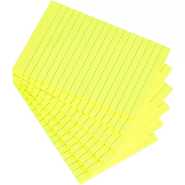 Vanpad Lined Sticky Notes 4X6 in Big Green Ruled Stickies Super Sticking Power Memo Pads Strong Adhesive 6 PadsPack 45 SheetspadBright Yellow