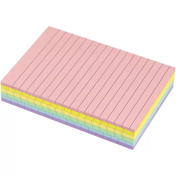 Lined Sticky Notes 4X6 in Pastel Ruled Post Stickies Colorful Super Sticking Memo Pads Its 45 Sheetspad 6 PadsPack1