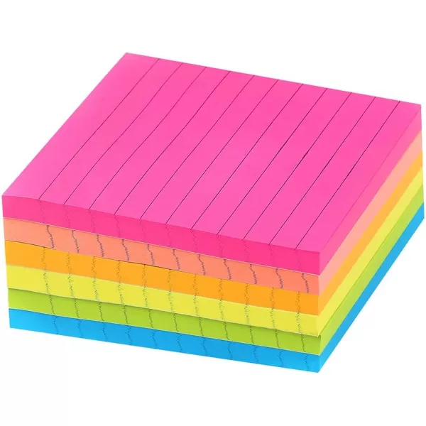 Vanpad Lined Sticky Notes 4X4 in Bright Ruled Post Stickies Colorful It Super Sticking Power Memo Pads Its Strong Adhesive 6 PadsPack 72 Sheetspad4x4 Bright Lined