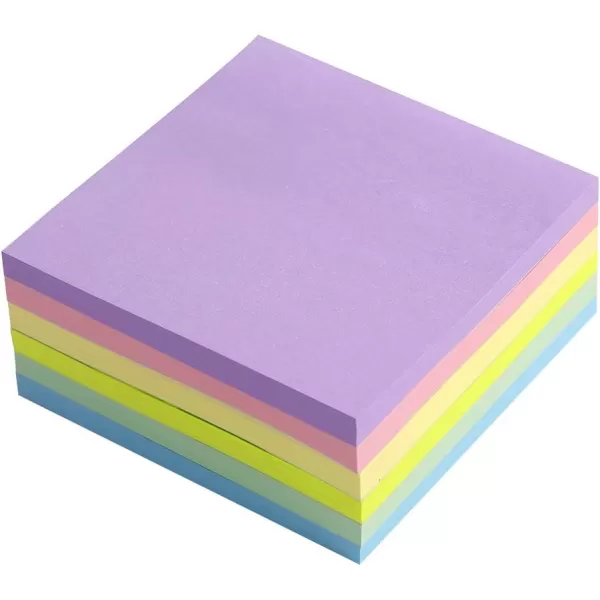 Vanpad Sticky Notes 4x4 in Bright Stickies Colorful Super Sticking Power Memo Pads Strong Adhesive 6 PadsPack 72 Sheetspad4x4 Pastel