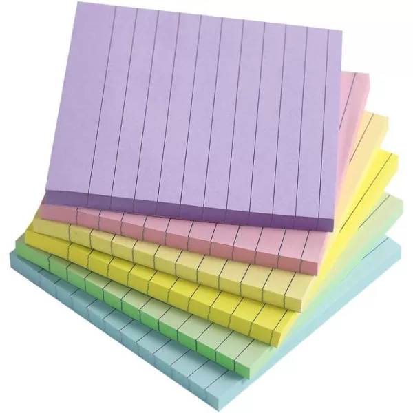 Vanpad Lined Sticky Notes 4X4 in Bright Ruled Post Stickies Colorful It Super Sticking Power Memo Pads Its Strong Adhesive 6 PadsPack 72 Sheetspad4x4 Pastel Lined