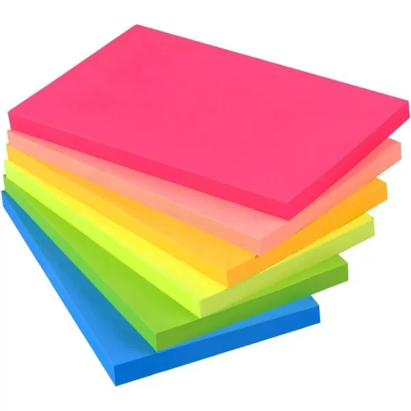 Vanpad Sticky Notes 3x5 in Bright Stickies Colorful Super Sticking Power Memo Pads Strong Adhesive 6 PadsPack 75 Sheetspad3x5 Bright