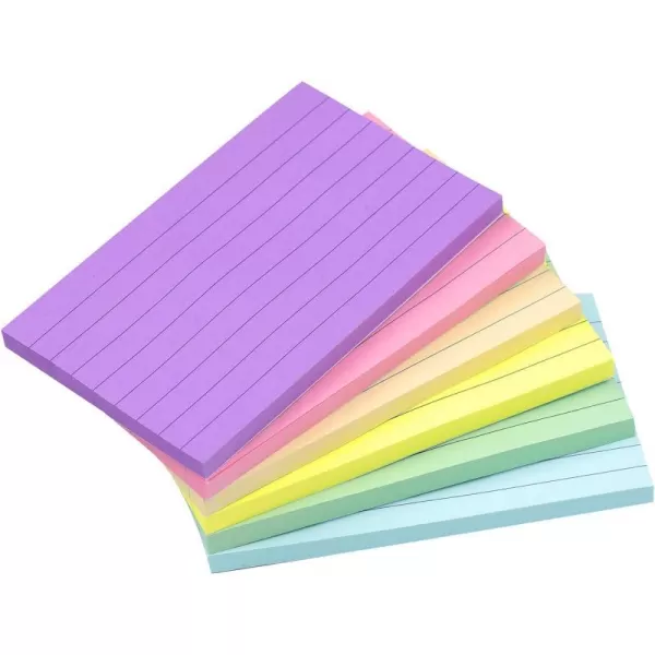 Vanpad Sticky Notes 3x5 in Bright Stickies Colorful Super Sticking Power Memo Pads Strong Adhesive 6 PadsPack 75 Sheetspad3x5 Pastel Lined