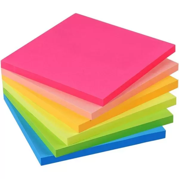 Vanpad Sticky Notes 4x4 in Bright Stickies Colorful Super Sticking Power Memo Pads Strong Adhesive 6 PadsPack 72 Sheetspad4x4 Bright