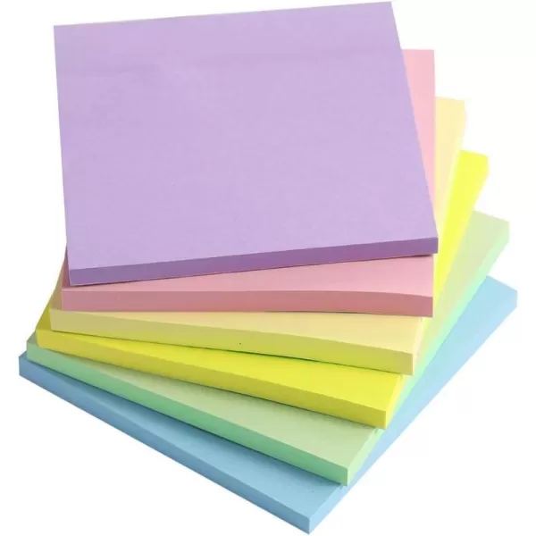 Vanpad Sticky Notes 4x4 in Bright Stickies Colorful Super Sticking Power Memo Pads Strong Adhesive 6 PadsPack 72 Sheetspad4x4 Pastel