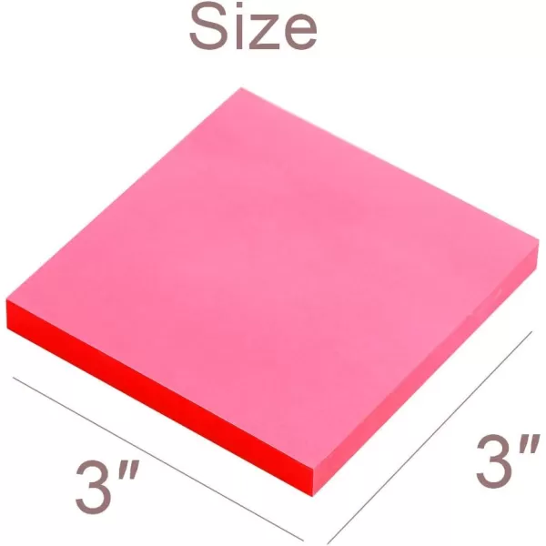 Sticky Notes 3x3 InchesLight Pink SelfStick Pads Easy to Post for Home Office Notebook 8 PadsPackRose Red