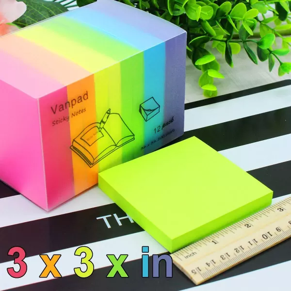 Vanpad 16 Pack Sticky Notes 3x3 InchesBright Colors SelfStick Pads Easy to Post for Home Office NotebookMulticolored