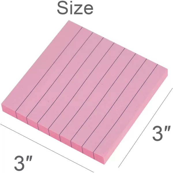 Vanpad Lined Sticky Notes 3x3 Inches Light Purple Ruled SelfStick Pads Easy to Post for Home Office Notebook 8 PadsPackLight Pink