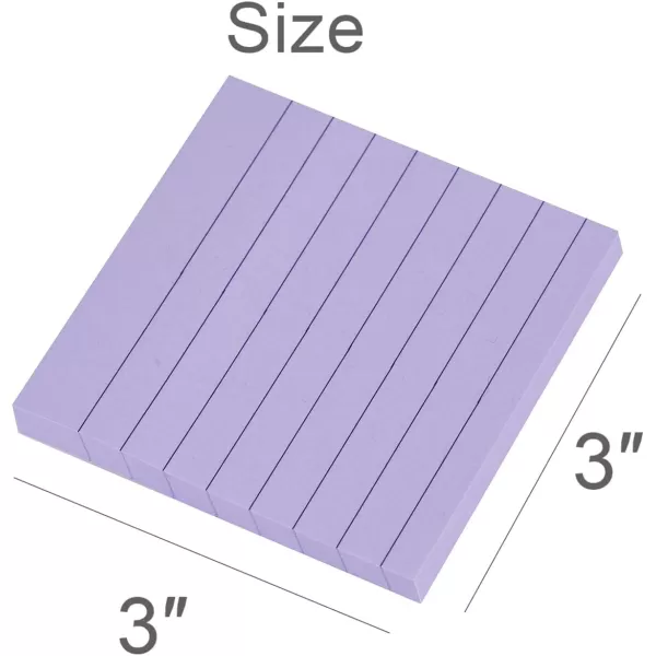 Vanpad Lined Sticky Notes 3x3 Inches Light Purple Ruled SelfStick Pads Easy to Post for Home Office Notebook 8 PadsPackLight Purple