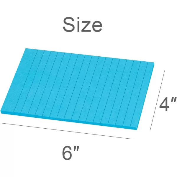 Vanpad Lined Sticky Notes 4X6 in Bright Yellow Ruled Stickies Super Sticking Power Memo Pads Strong Adhesive 6 PadsPack 45 SheetspadBright Blue