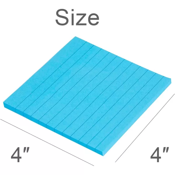 Vanpad Lined Sticky Notes 4x4 Inches Bright Purple Ruled SelfStick Pads Easy to Post for Home Office Notebook 8 PadsPackBright Blue