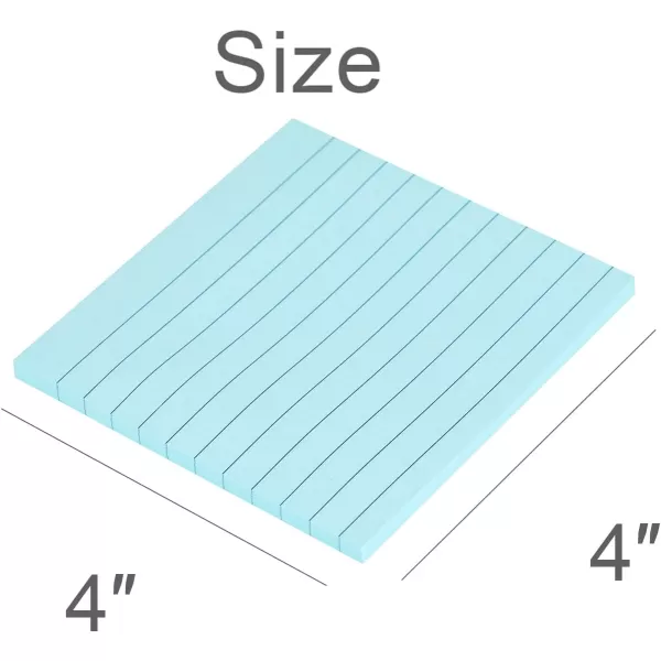 Vanpad Lined Sticky Notes 4x4 Inches Bright Purple Ruled SelfStick Pads Easy to Post for Home Office Notebook 8 PadsPackLight Blue