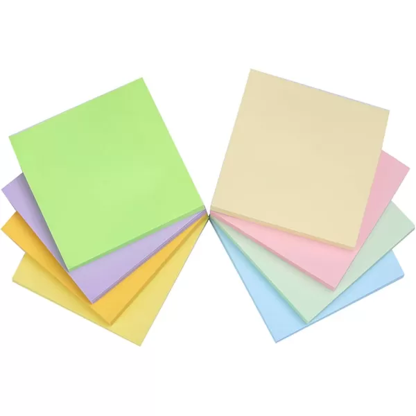 Vanpad Sticky Notes 3x3 Inches Light Colors SelfStick Pads Easy to Post for Home Office Notebook 8 PadsPack24