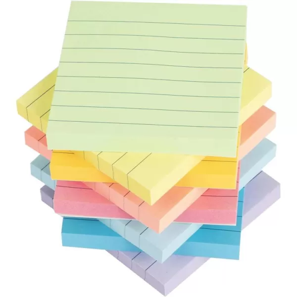 Lined Sticky Notes 3x3 in Bright Ruled Post Stickies Colorful Super Sticking Power Memo Pads 82 Sheetspad 8 PadsPackLight