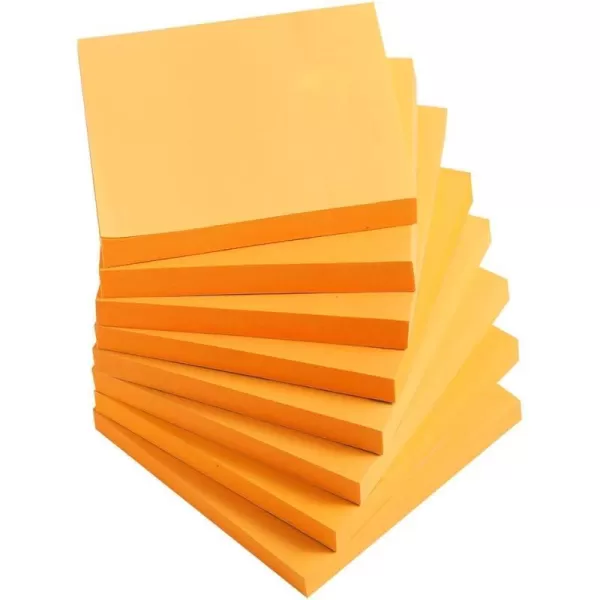 Sticky Notes 3x3 InchesLight Pink SelfStick Pads Easy to Post for Home Office Notebook 8 PadsPackBright Orange