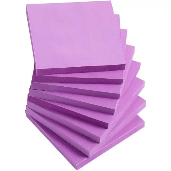 Sticky Notes 3x3 InchesLight Pink SelfStick Pads Easy to Post for Home Office Notebook 8 PadsPackBright Purple