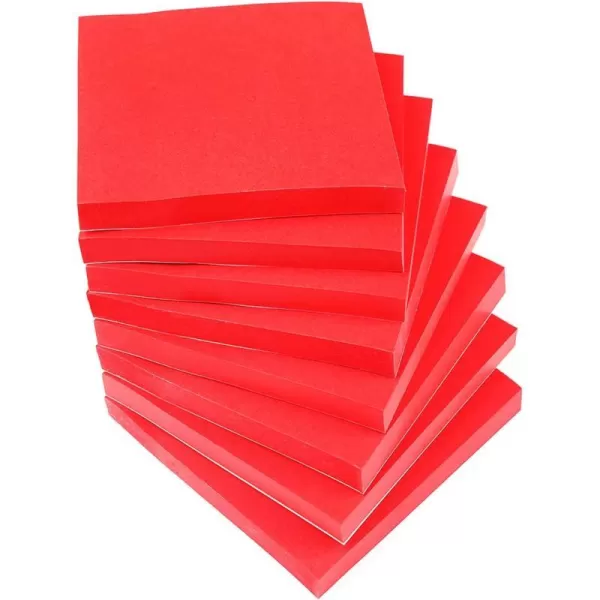 Sticky Notes 3x3 InchesLight Pink SelfStick Pads Easy to Post for Home Office Notebook 8 PadsPackBright Red