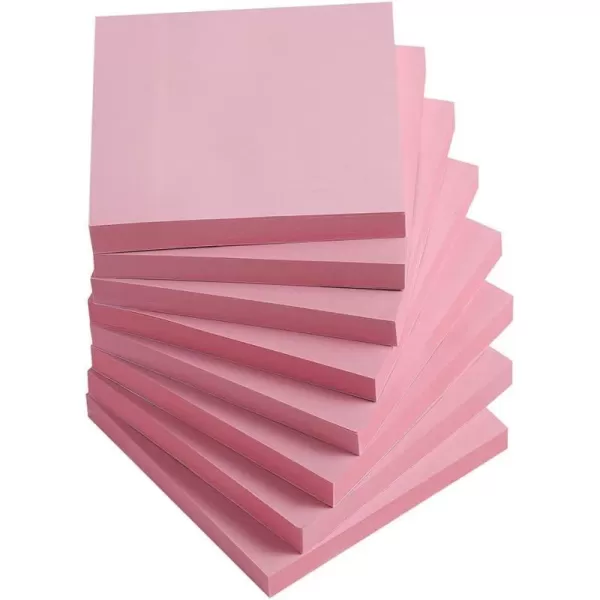 Sticky Notes 3x3 InchesLight Pink SelfStick Pads Easy to Post for Home Office Notebook 8 PadsPackLight Pink