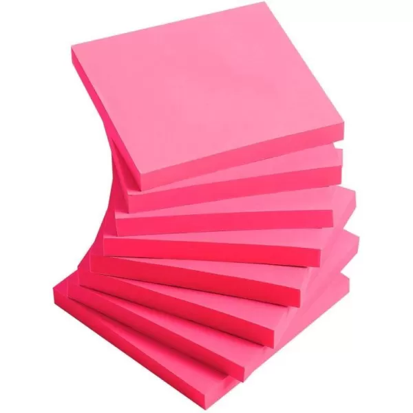 Sticky Notes 3x3 InchesLight Pink SelfStick Pads Easy to Post for Home Office Notebook 8 PadsPackRose Red