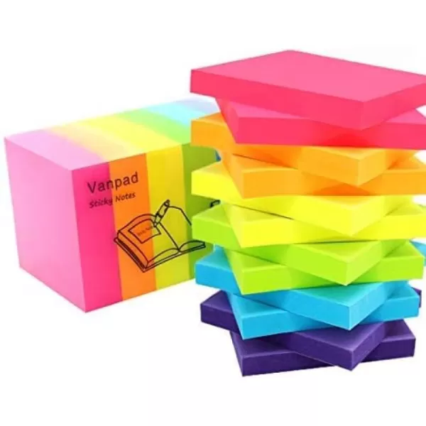 Vanpad 16 Pack Sticky Notes 3x3 InchesBright Colors SelfStick Pads Easy to Post for Home Office NotebookMulticolored