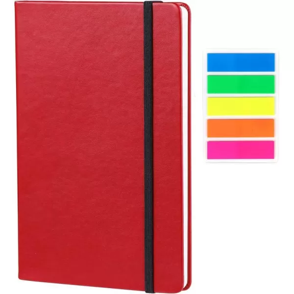 Vanpad Hardcover Lined Journal 83 x 55 Sturdy Classic A5 Writing Notebook Ruled Medium Smooth Note Book Flat 100 gsm Thick Paper No Bleed Leather Cover with Bookmarks and Inner Pockets BlackRed