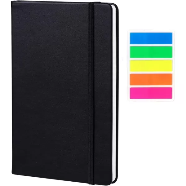 Vanpad Hardcover Lined Journal 83 x 55 Sturdy Classic A5 Writing Notebook Ruled Medium Smooth Note Book Flat 100 gsm Thick Paper No Bleed Leather Cover with Bookmarks and Inner Pockets BlackBlack